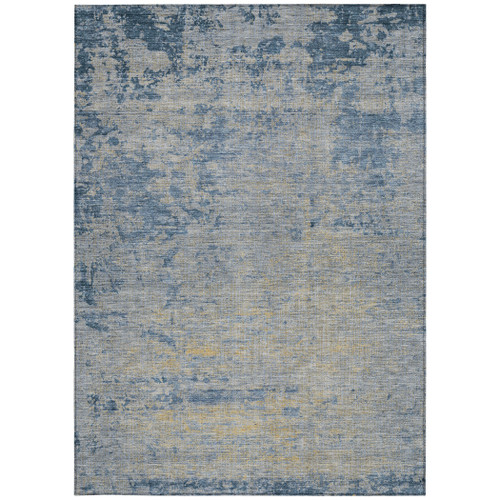8' X 10' Navy Blue And Beige Abstract Washable Indoor Outdoor Area Rug - Navy Blue, Beige