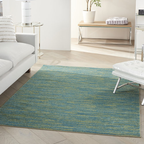 4' X 6' Blue And Green Indoor Outdoor Area Rug