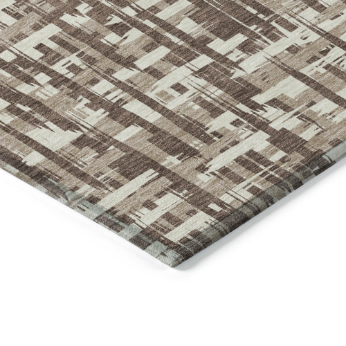 10' X 14' Brown Tan And Beige Abstract Washable Indoor Outdoor Area Rug