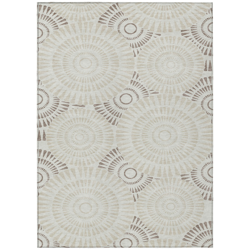 10' X 14' Taupe And Brown Geometric Washable Indoor Outdoor Area Rug