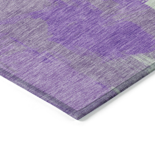 9' X 12' Purple Mint Green And Ivory Abstract Washable Indoor Outdoor Area Rug