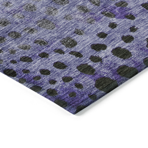 8' Purple Green And Black Round Abstract Washable Indoor Outdoor Area Rug