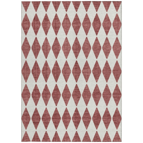 9' X 12' Burgundy Geometric Washable Indoor Outdoor Area Rug