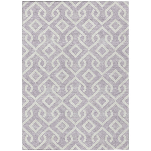 10' X 14' Lavender And Ivory Geometric Washable Indoor Outdoor Area Rug