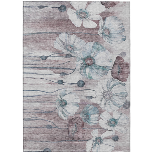 10' X 14' Teal Blue Aqua And Ivory Floral Washable Indoor Outdoor Area Rug
