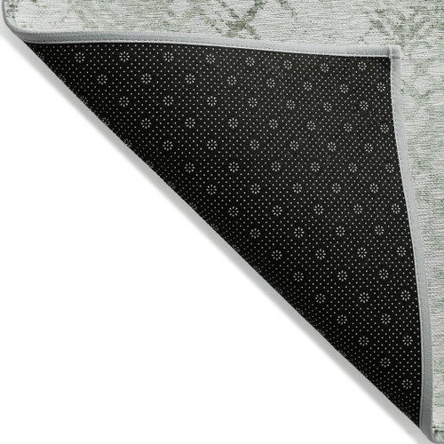 10' X 14' Artichoke Green And Ivory Geometric Washable Indoor Outdoor Area Rug Transitional Style - Artichoke Green, Ivory Color