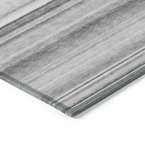 8' Round Gray Round Striped Washable Non Skid Indoor Outdoor Area Rug
