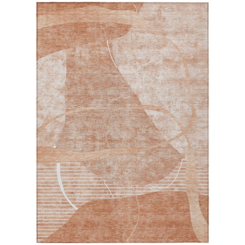 8' X 10' Salmon Copper And Ivory Abstract Washable Indoor Outdoor Area Rug