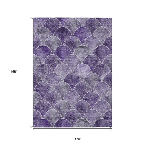 10' X 14' Purple Lilac And Lavender Abstract Washable Indoor Outdoor Area Rug