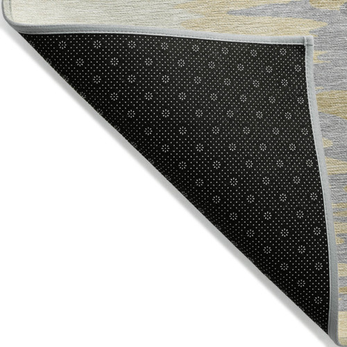 8' X 10' Gold Gray And Beige Abstract Washable Indoor Outdoor Area Rug