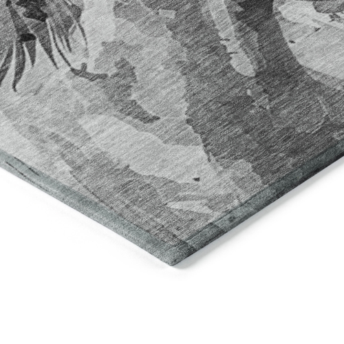 8' X 10' Gray And Silver Horse Washable Indoor Outdoor Area Rug