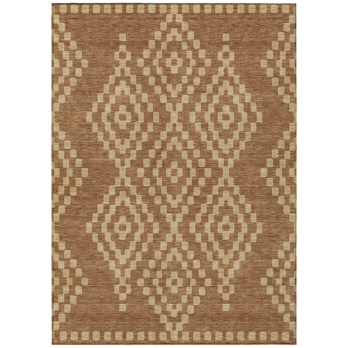 10' X 14' Brown And Beige Geometric Washable Indoor Outdoor Area Rug