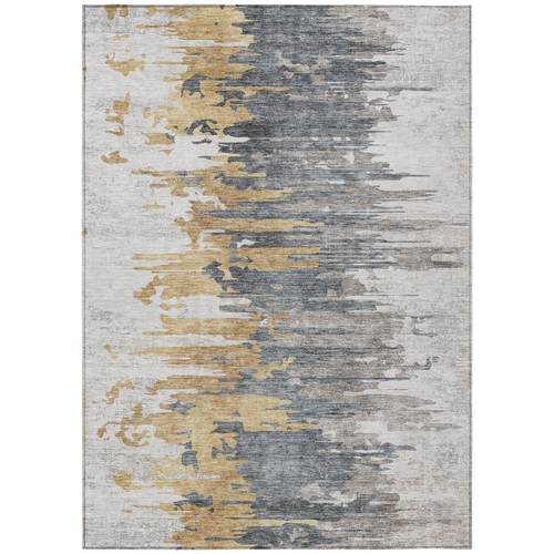 8' X 10' Ivory Charcoal And Silver Abstract Washable Indoor Outdoor Area Rug