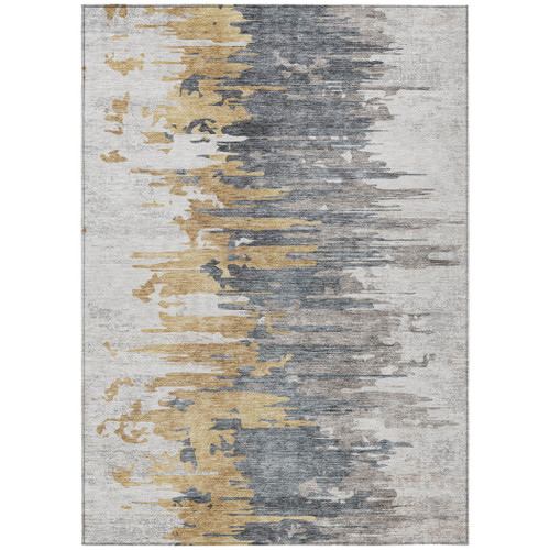 8' X 10' Ivory Charcoal And Silver Abstract Washable Indoor Outdoor Area Rug