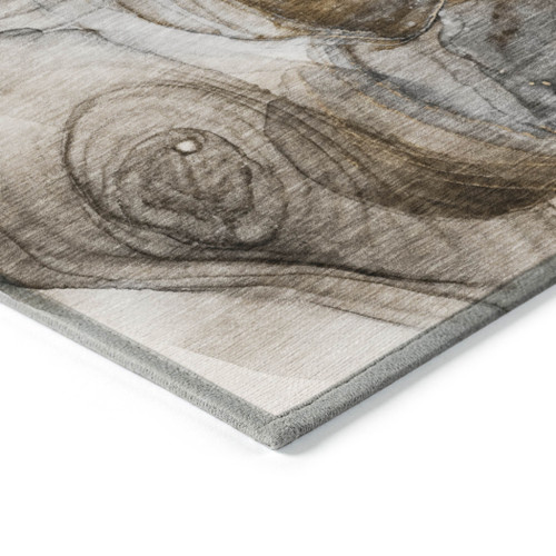 8' Round Brown Round Abstract Washable Non Skid Indoor Outdoor Area Rug