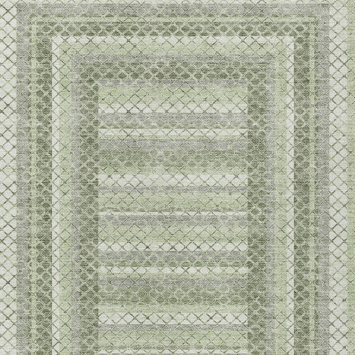 10' X 14' Artichoke Green And Gray Geometric Washable Indoor Outdoor Area Rug - Artichoke Green, Gray