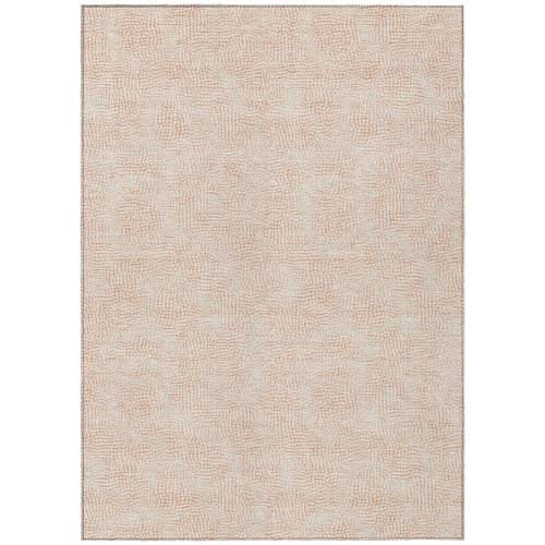 9' X 12' Peach And Beige Geometric Washable Indoor Outdoor Area Rug