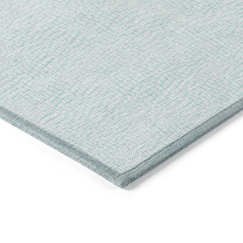 10' X 14' Sky Blue And Ivory Geometric Washable Indoor Outdoor Area Rug