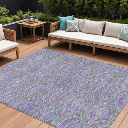 10' X 14' Lavender Sage And Ivory Geometric Washable Indoor Outdoor Area Rug