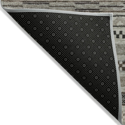 10' X 14' Taupe And Brown Striped Washable Indoor Outdoor Area Rug - Taupe, Brown
