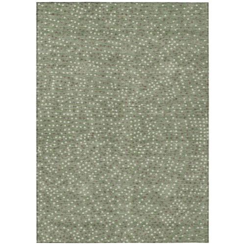 9' X 12' Sage Gray And Ivory Polka Dot Washable Indoor Outdoor Area Rug