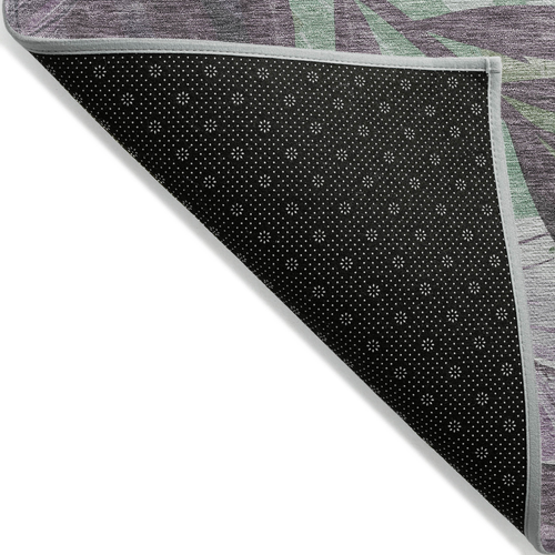 9' X 12' Lavender And Lilac Floral Washable Indoor Outdoor Area Rug