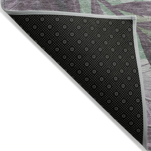 9' X 12' Lavender And Lilac Floral Washable Indoor Outdoor Area Rug