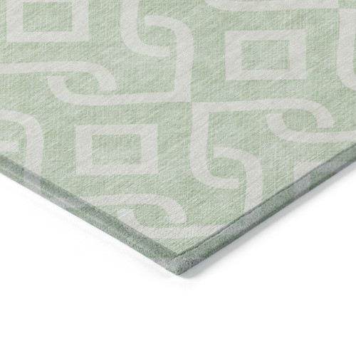 8' X 10' Mint Green And Ivory Geometric Washable Indoor Outdoor Area Rug