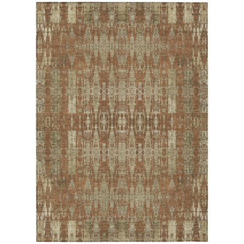 9' X 12' Orange Taupe And Beige Moroccan Washable Indoor Outdoor Area Rug