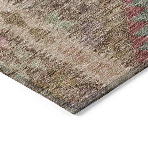 8' X 10' Brown Geometric Washable Indoor Outdoor Area Rug