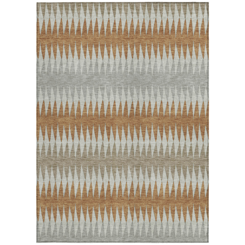 10' X 14' Orange Gray And Beige Striped Washable Indoor Outdoor Area Rug