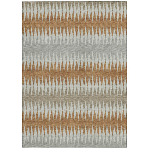 10' X 14' Orange Gray And Beige Striped Washable Indoor Outdoor Area Rug