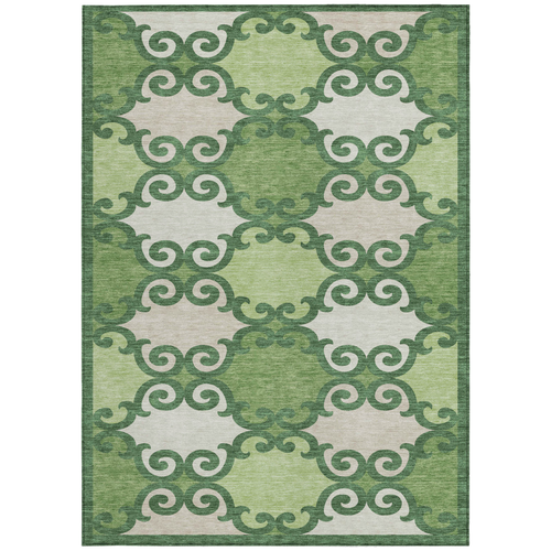 8' X 10' Green And Ivory Trellis Washable Indoor Outdoor Area Rug