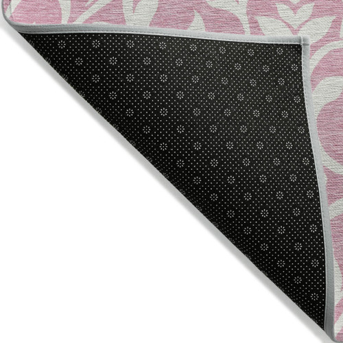 10' X 14' Pink And Ivory Floral Washable Indoor Outdoor Area Rug