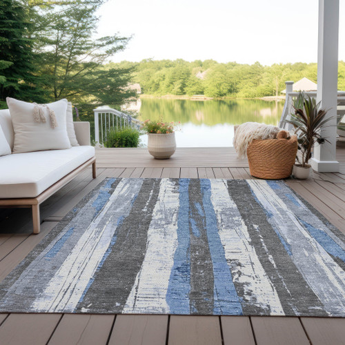 Striped Washable Indoor Outdoor Area Rug