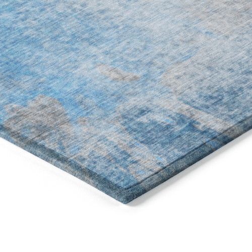 9' X 12' Blue and Gray Abstract Washable Non Skid Indoor Outdoor Area Rug