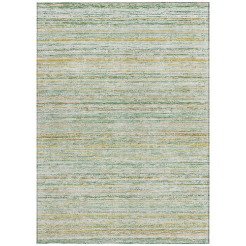 9' X 12' Mint Green Striped Washable Indoor Outdoor Area Rug