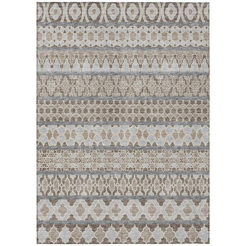 10' X 14' Taupe Beige And Gray Quatrefoil Washable Indoor Outdoor Area Rug