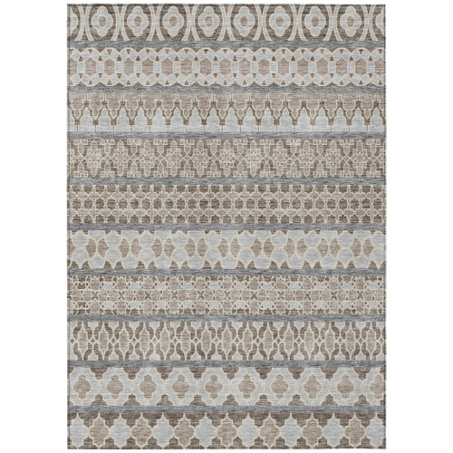 10' X 14' Taupe Beige And Gray Quatrefoil Washable Indoor Outdoor Area Rug