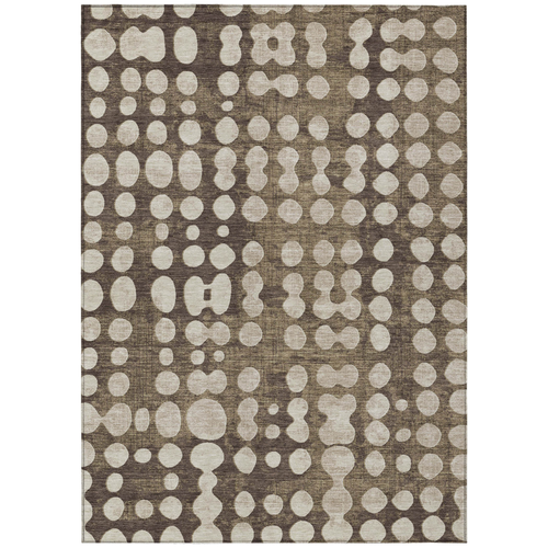 8' X 10' Brown And Beige Abstract Washable Indoor Outdoor Area Rug