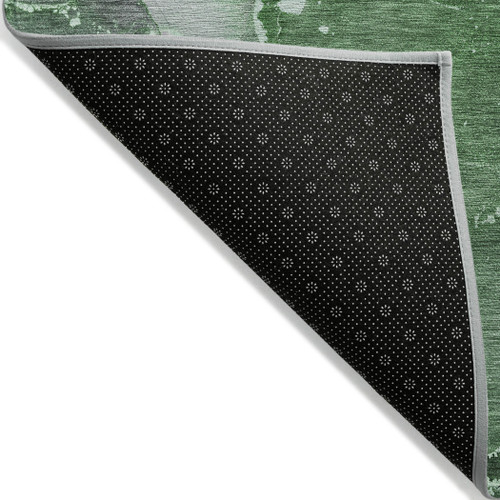 8' X 10' Emerald Abstract Washable Non Skid Indoor Outdoor Area Rug