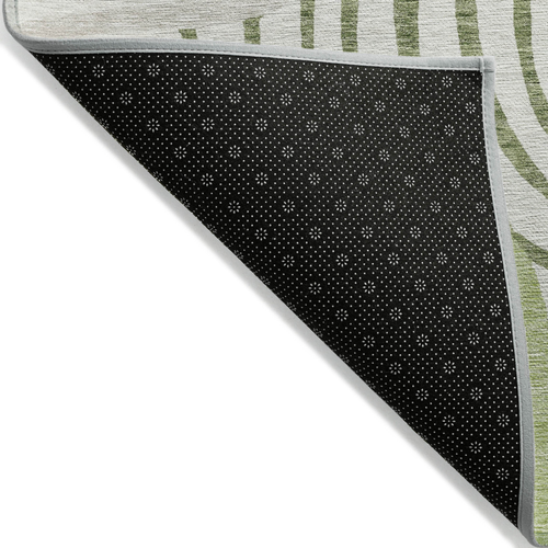 10' X 14' Artichoke Green And Fern Green Abstract Washable Indoor Outdoor Area Rug