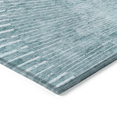 8' Round Teal Round Abstract Washable Non Skid Indoor Outdoor Area Rug
