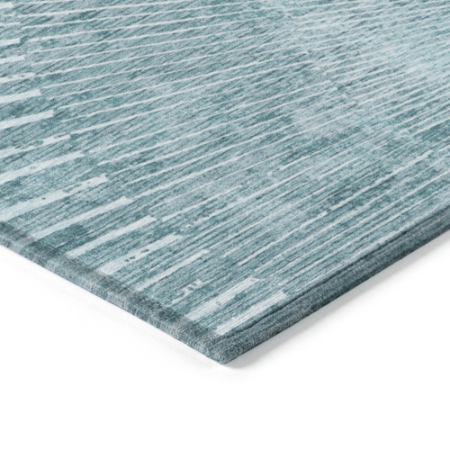 8' Round Teal Round Abstract Washable Non Skid Indoor Outdoor Area Rug