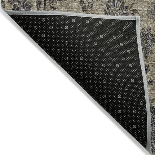 10' X 14' Brown Beige And Chocolate Floral Washable Indoor Outdoor Area Rug
