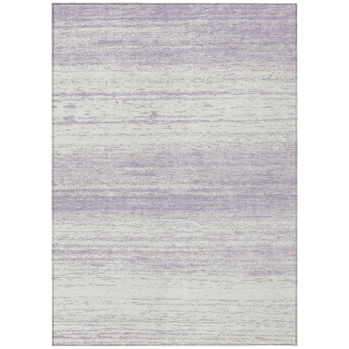 8' X 10' Lavender And Ivory Striped Washable Indoor Outdoor Area Rug
