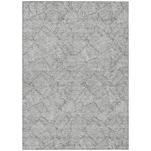 10' X 14' Gray And Ivory Floral Washable Indoor Outdoor Area Rug