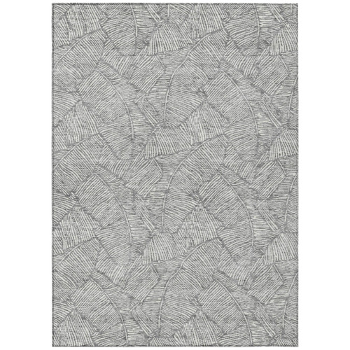 10' X 14' Gray And Ivory Floral Washable Indoor Outdoor Area Rug