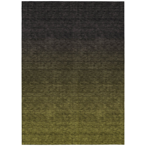 8' X 10' Olive Green And Charcoal Abstract Washable Indoor Outdoor Area Rug
