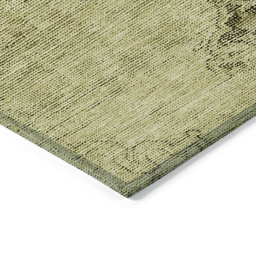 8' Khaki Brown And Taupe Round Oriental Washable Indoor Outdoor Area Rug